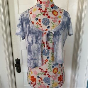 Tie Dye Tie Front Blouse